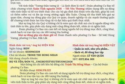 Hưởng ứng thư kêu gọi của Đoàn thanh niên – Hội đồng ddooiwjoj phường Cư Bao nhân dịp tết nguyên đán bính ngọ