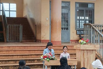 Đội phát thanh măng non tuyên truyền về ngày Thành lập Quân đội nhân dân Việt Nam 22/12