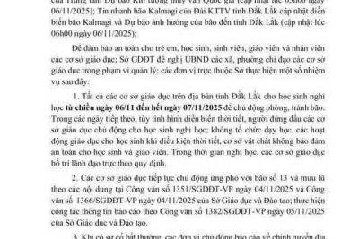 Trường TH Y Jút xin thông báo: Toàn thể học sinh nhà trường nghỉ học từ chiều nay ngày 6/11 đến hết ngày 07/11/2025 để phòng tránh bão 13. Xin thông tin đến quý phụ huynh và học sinh toàn trường.